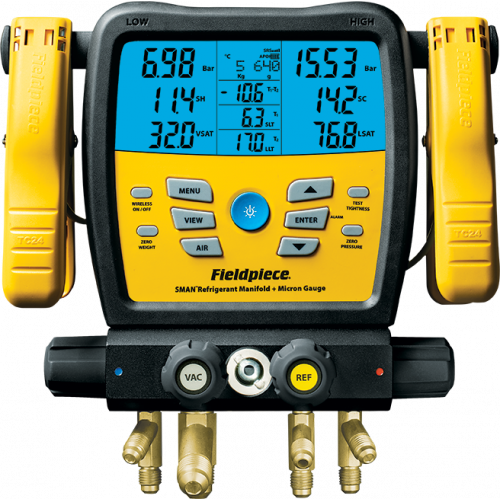 Fieldpiece SM480VINT 4-Port Digital Wireless Manifold Vac with Clamps (Replaced by SM482VINT)